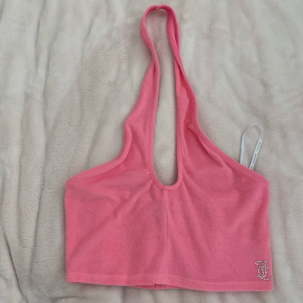 Juicy Couture pink terry cloth halter neck crop top size small
Brand new no tag